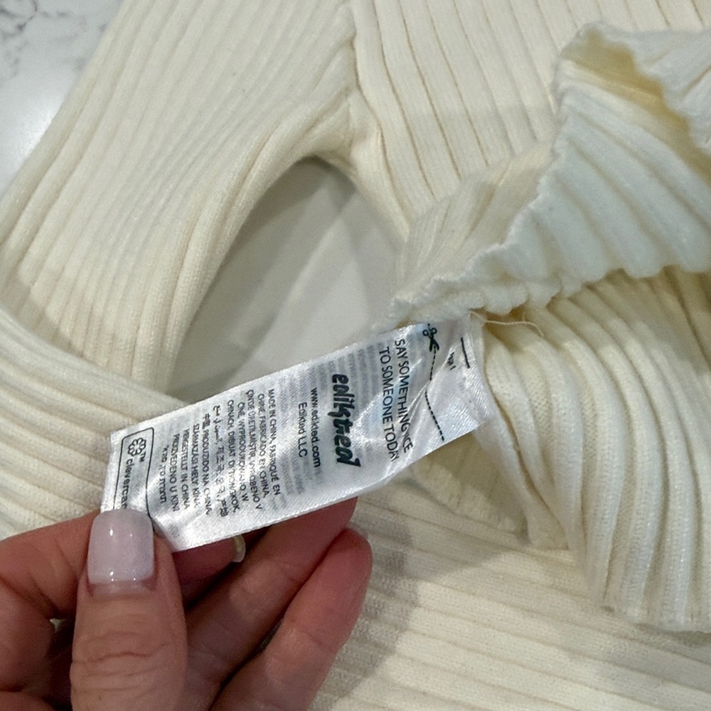 Edikted Cream Ribbed Knit Top - Picture 6 of 6